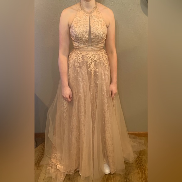 Rose gold prom dress, size 6